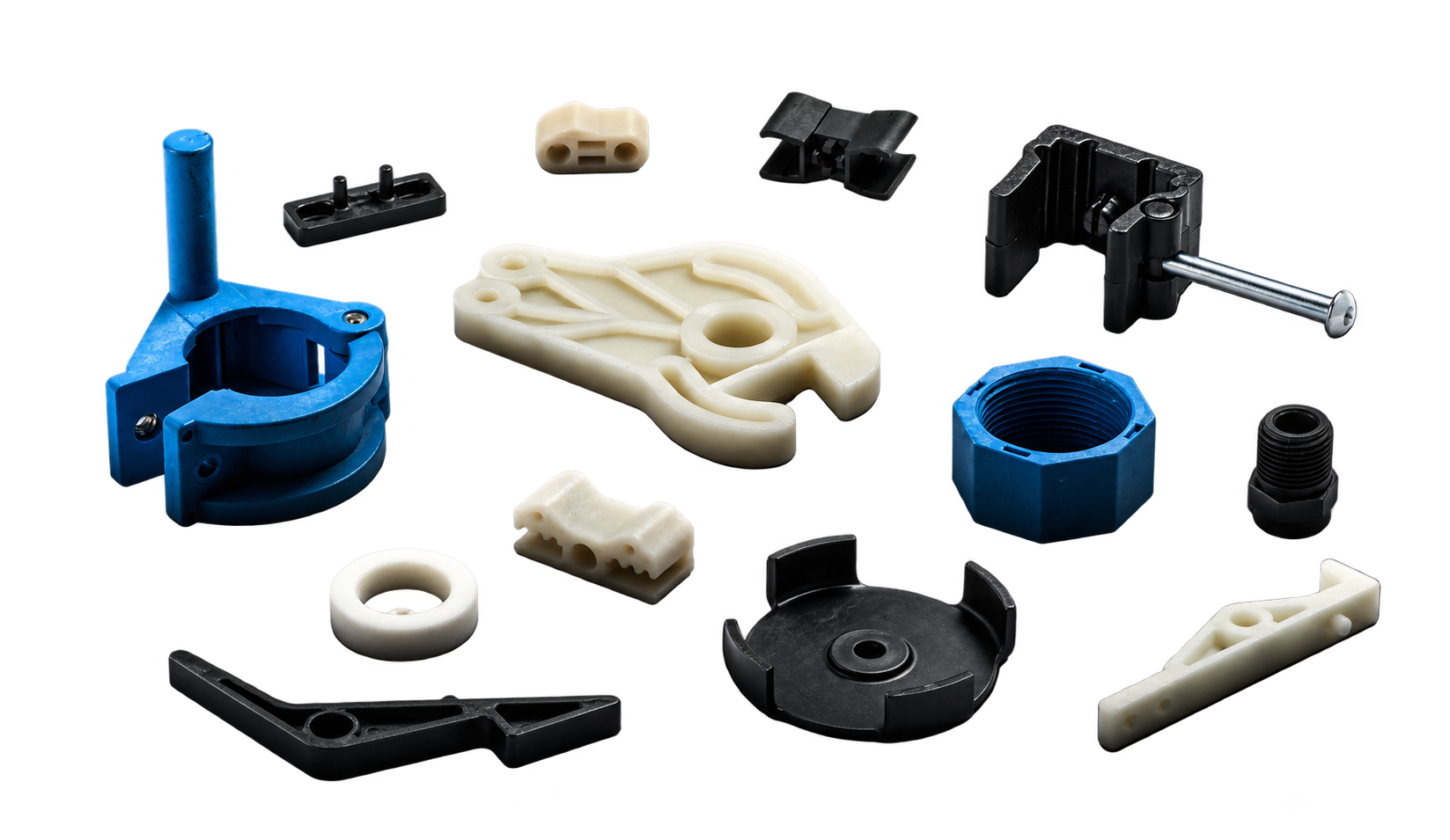 Light-colored injection-molded componentS with reinforcing ribs