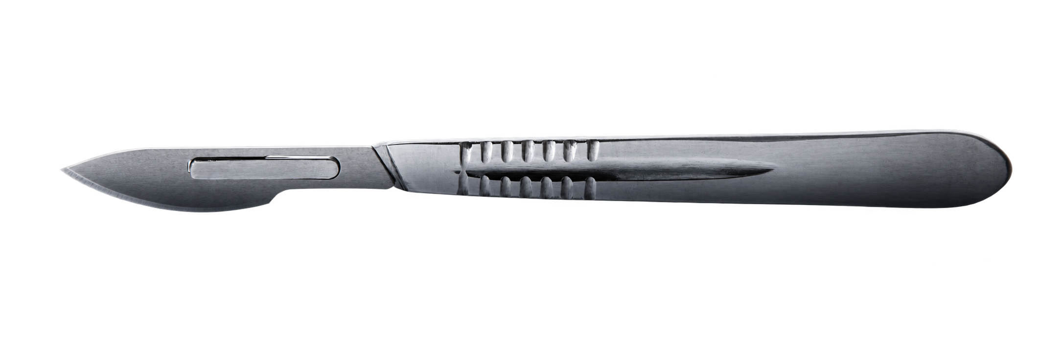 Stainless steel surgical scalpel with a textured handle